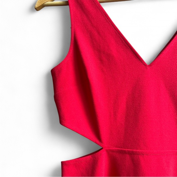 NWOT EXPRESS Cherry Red Cutout Bodycon Sleeveless Dress - Picture 7 of 9